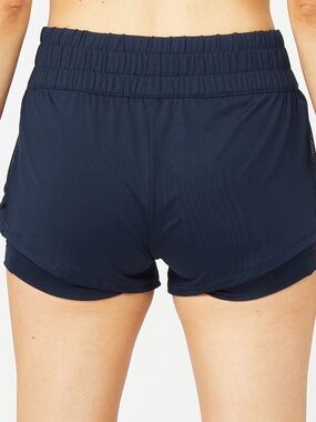 Lucky in Love Sporty Vibe Performance Short Built in Shortie Navy XL FLAWED New